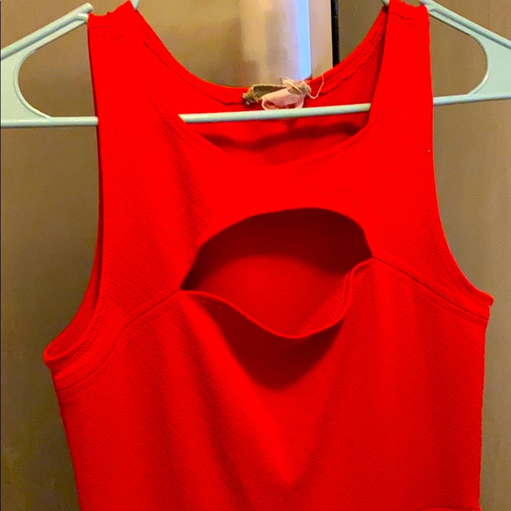 flowy red A-line dress